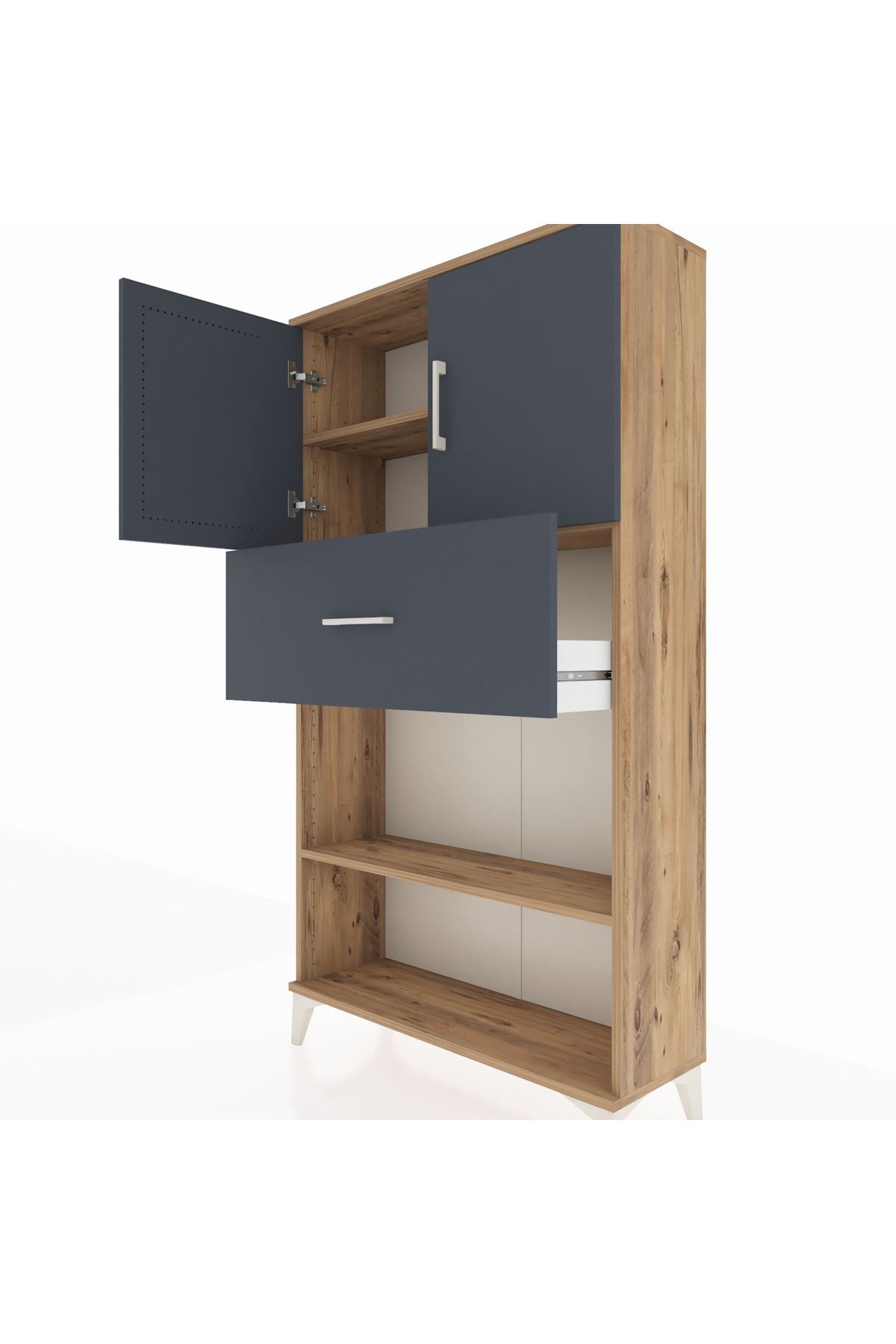 Arges Dolap 3 Raflı Tek Çekmeceli 2 Kapaklı 88x30x163 - S21M168V8A