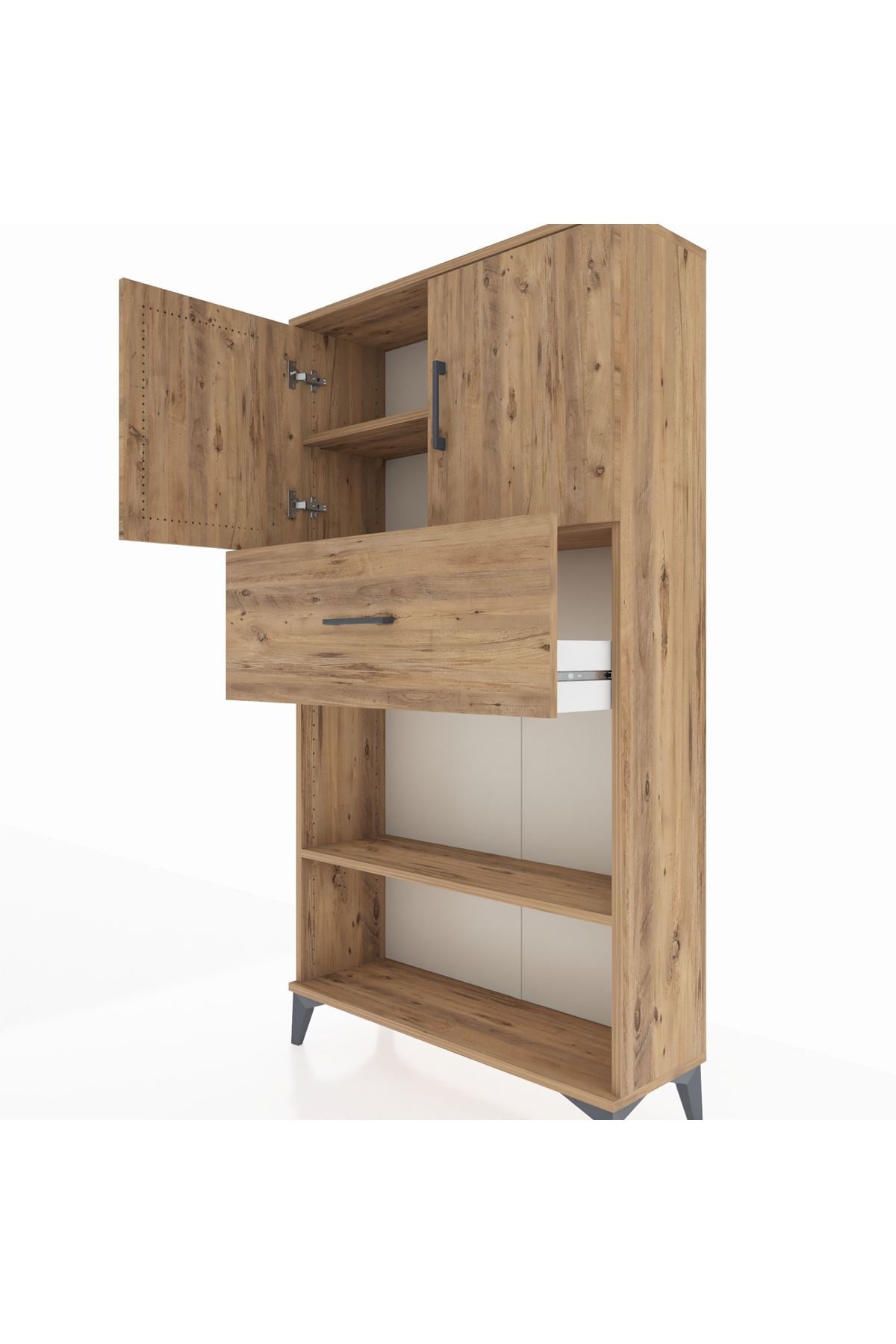 Arges Dolap 3 Raflı Tek Çekmeceli 2 Kapaklı 88x30x163 - S21M168V9A