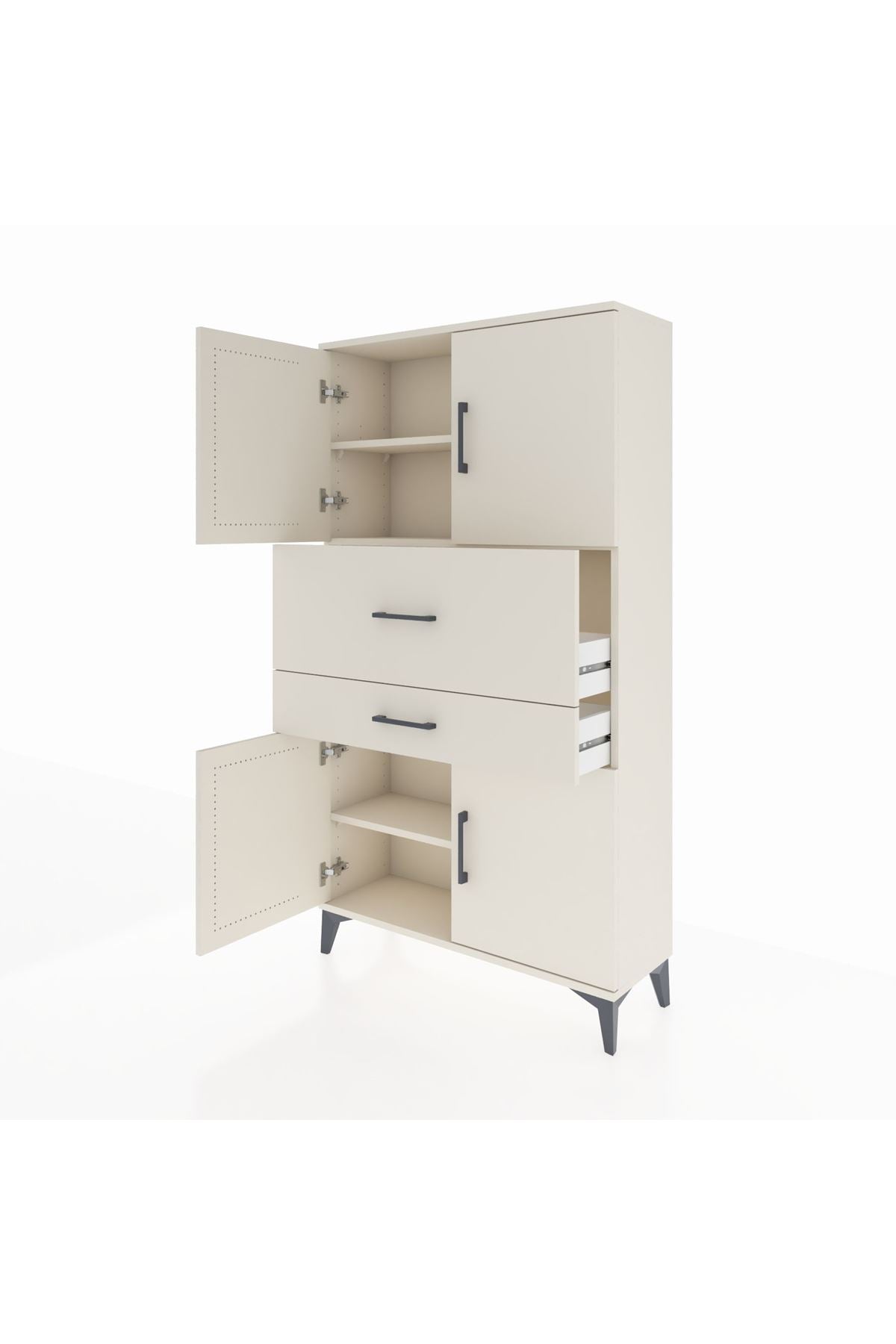 Arges Dolap 3 Raflı 2 Çekmeceli 4 Kapaklı 88x30x163 - S21M170V1A