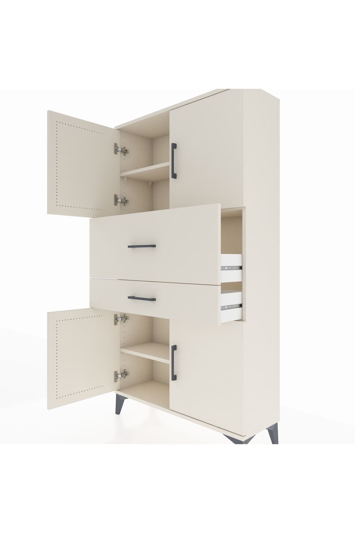 Arges Dolap 3 Raflı 2 Çekmeceli 4 Kapaklı 88x30x163 - S21M170V1A