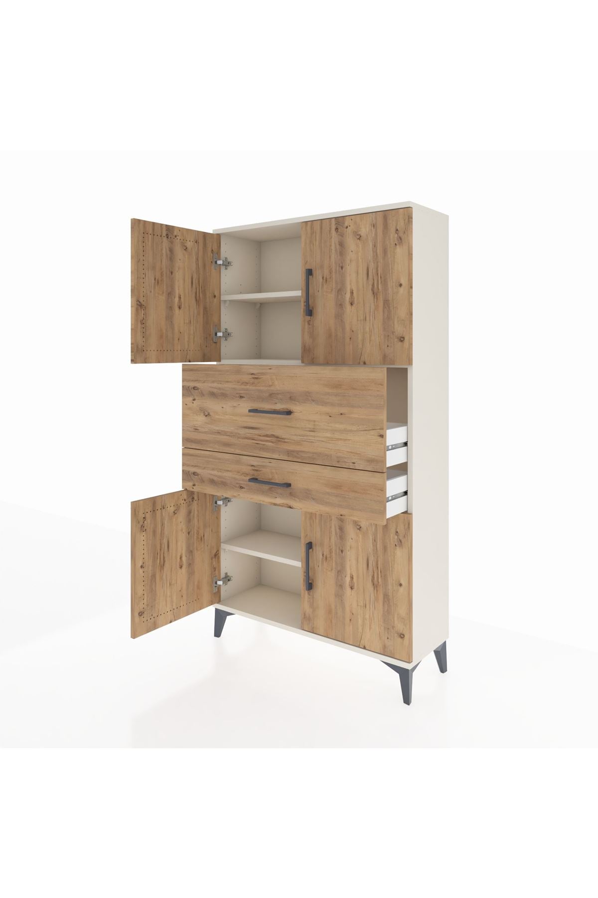 Arges Dolap 3 Raflı 2 Çekmeceli 4 Kapaklı 88x30x163 - S21M170V3A