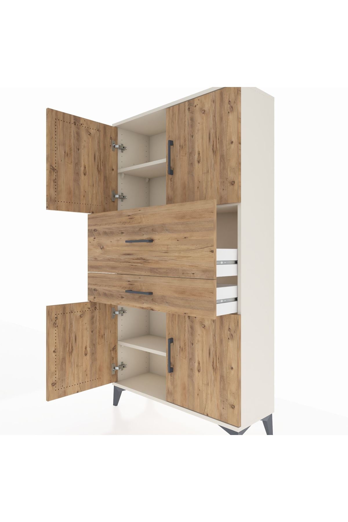 Arges Dolap 3 Raflı 2 Çekmeceli 4 Kapaklı 88x30x163 - S21M170V3A