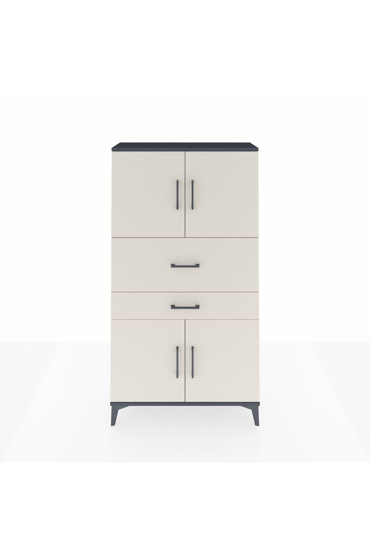 Arges Dolap 3 Raflı 2 Çekmeceli 4 Kapaklı 88x30x163 - S21M170V4A