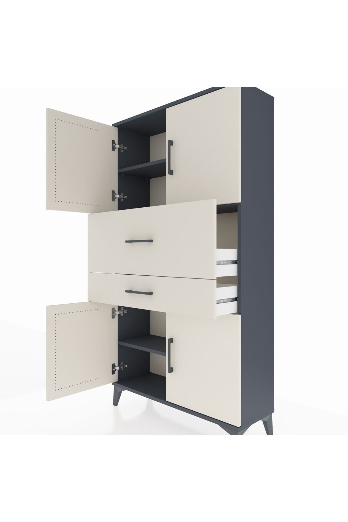 Arges Dolap 3 Raflı 2 Çekmeceli 4 Kapaklı 88x30x163 - S21M170V4A
