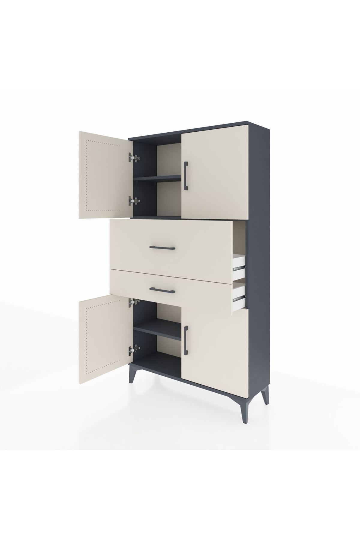 Arges Dolap 3 Raflı 2 Çekmeceli 4 Kapaklı 88x30x163 - S21M170V4A