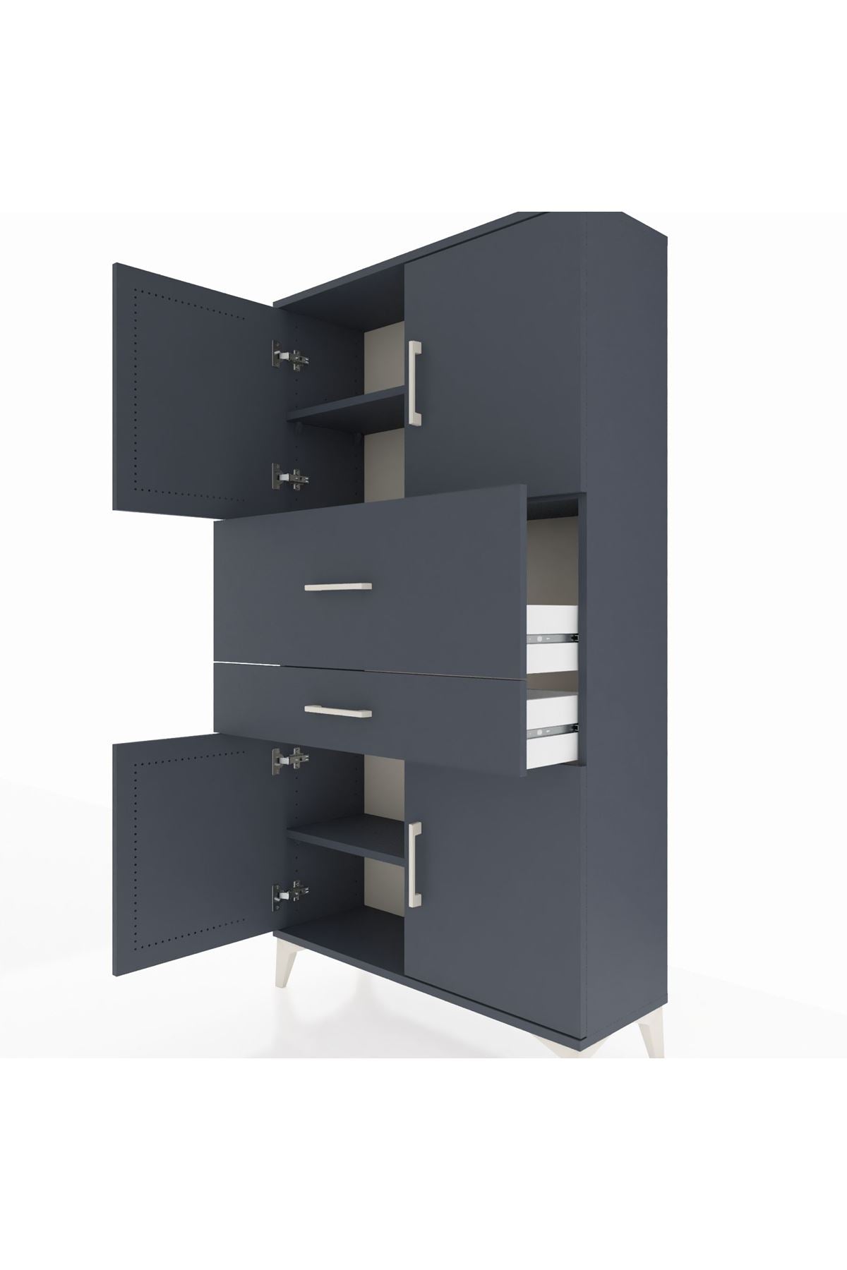 Arges Dolap 3 Raflı 2 Çekmeceli 4 Kapaklı 88x30x163 - S21M170V5A