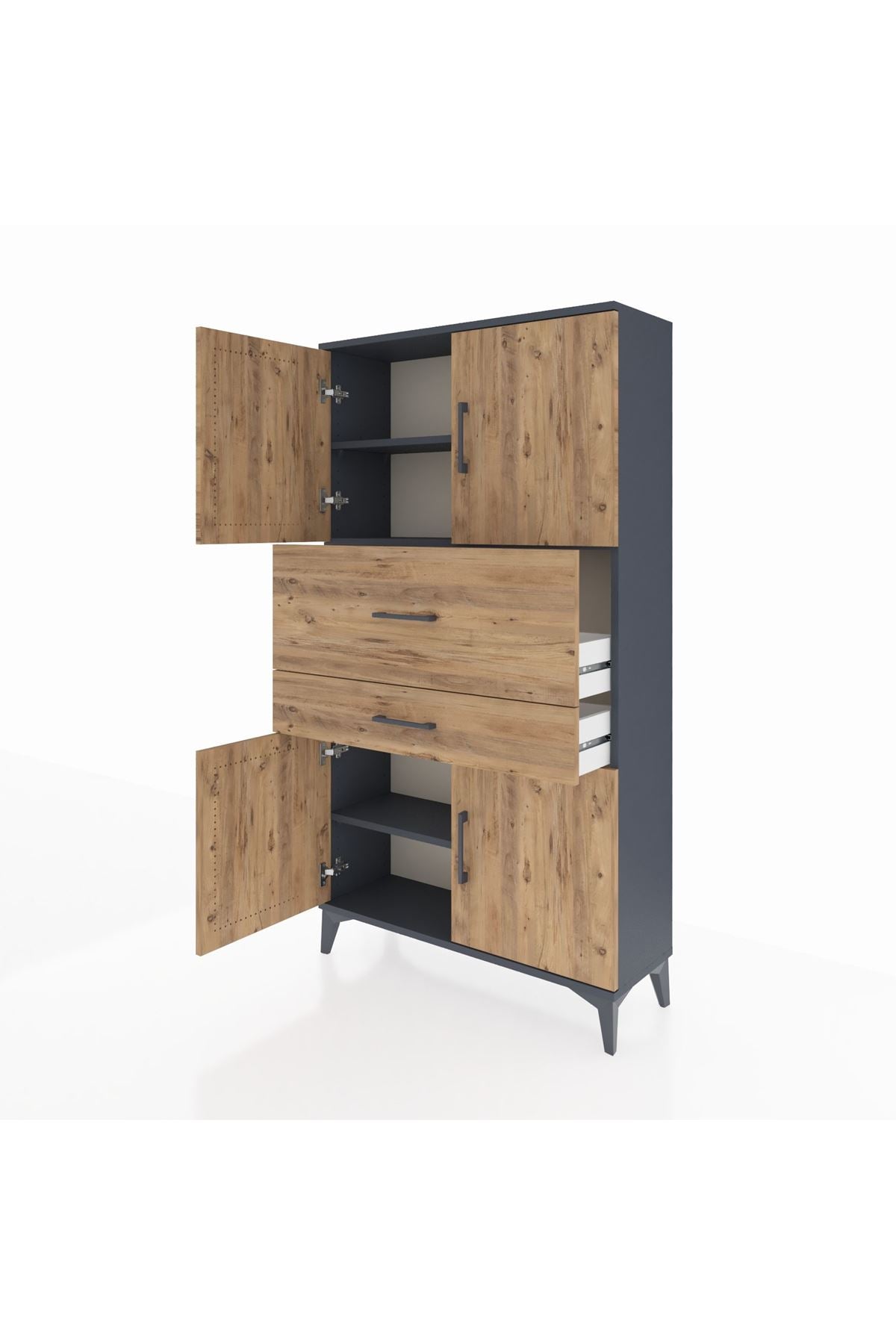 Arges Dolap 3 Raflı 2 Çekmeceli 4 Kapaklı 88x30x163 - S21M170V6A