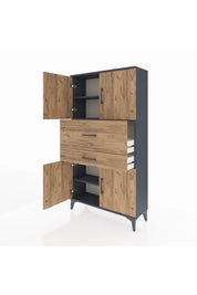 Arges Dolap 3 Raflı 2 Çekmeceli 4 Kapaklı 88x30x163 - S21M170V6A