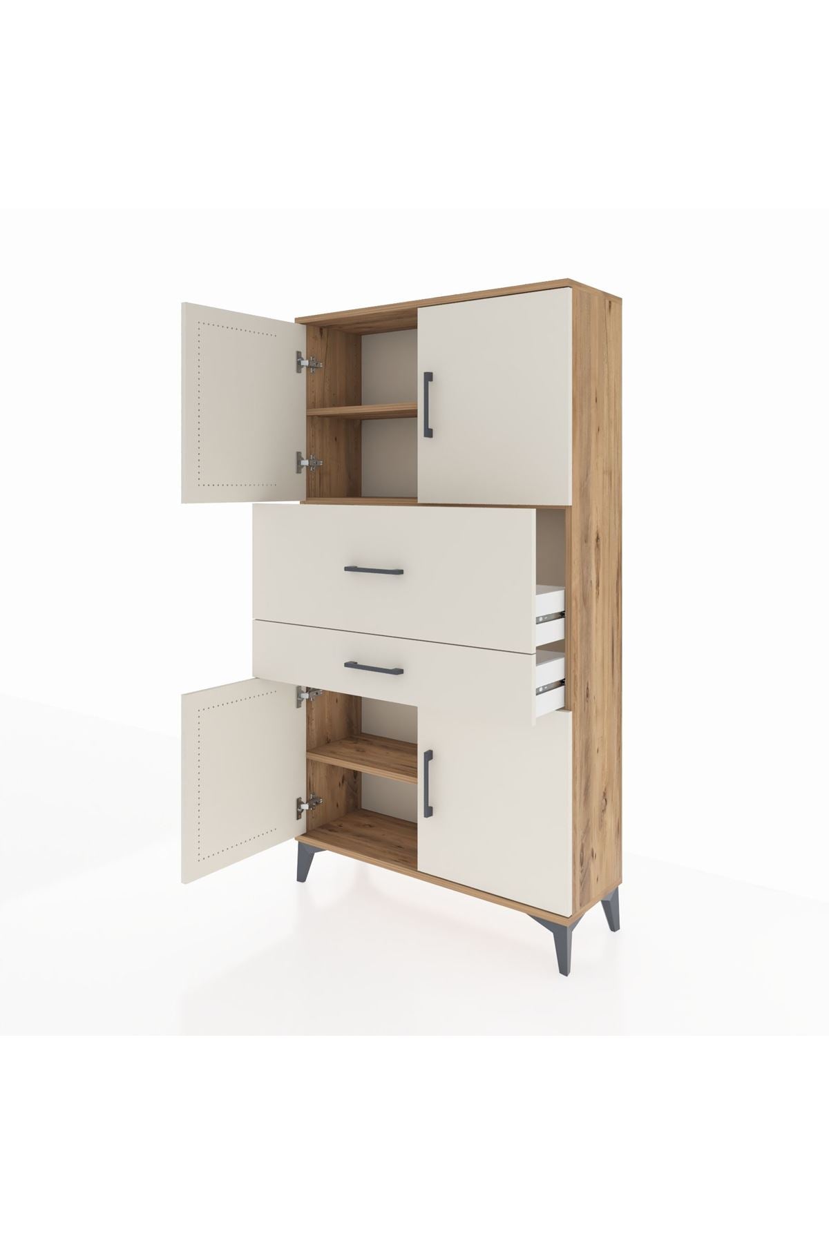 Arges Dolap 3 Raflı 2 Çekmeceli 4 Kapaklı 88x30x163 - S21M170V7A