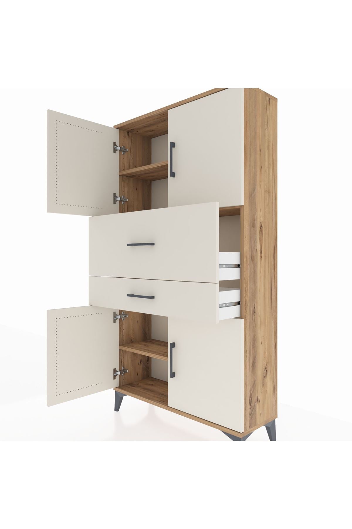 Arges Dolap 3 Raflı 2 Çekmeceli 4 Kapaklı 88x30x163 - S21M170V7A