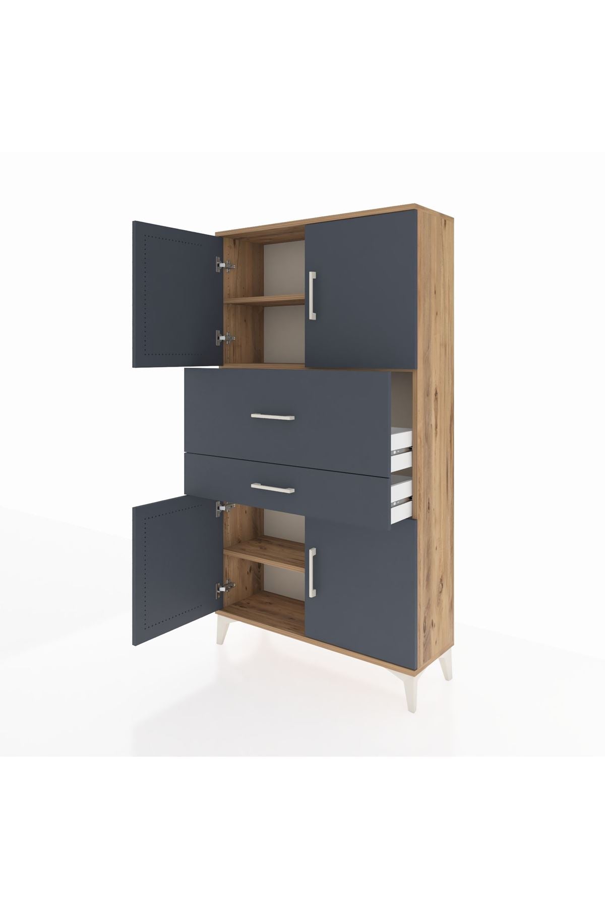 Arges Dolap 3 Raflı 2 Çekmeceli 4 Kapaklı 88x30x163 - S21M170V8A