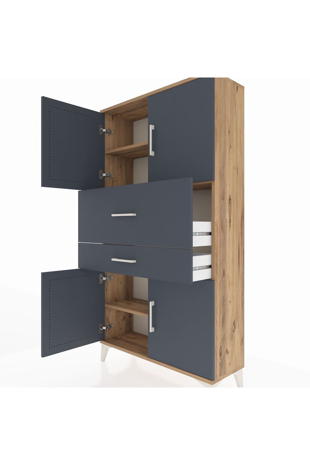 Arges Dolap 3 Raflı 2 Çekmeceli 4 Kapaklı 88x30x163 - S21M170V8A