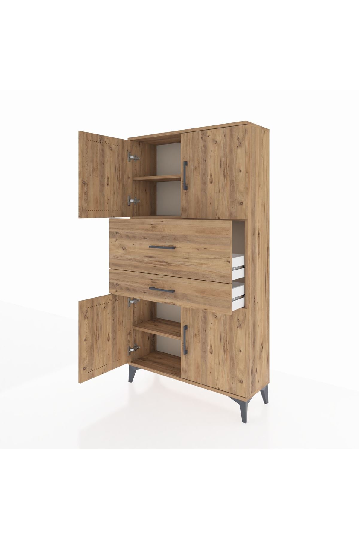 Arges Dolap 3 Raflı 2 Çekmeceli 4 Kapaklı 88x30x163 - S21M170V9A