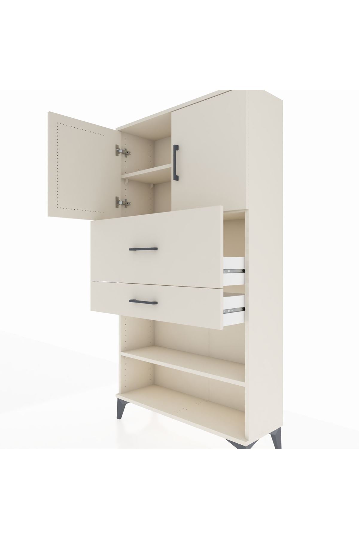 Arges Dolap 3 Raflı 2 Çekmeceli 2 Kapaklı 88x30x163 - S21M172V1A