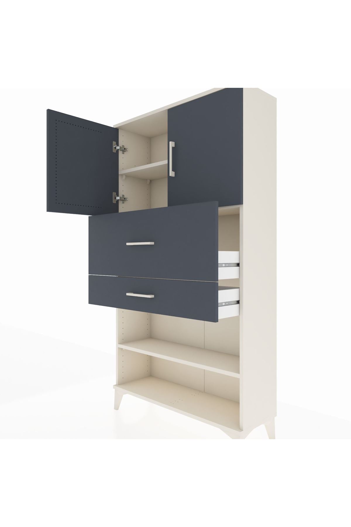 Arges Dolap 3 Raflı 2 Çekmeceli 2 Kapaklı 88x30x163 - S21M172V2A