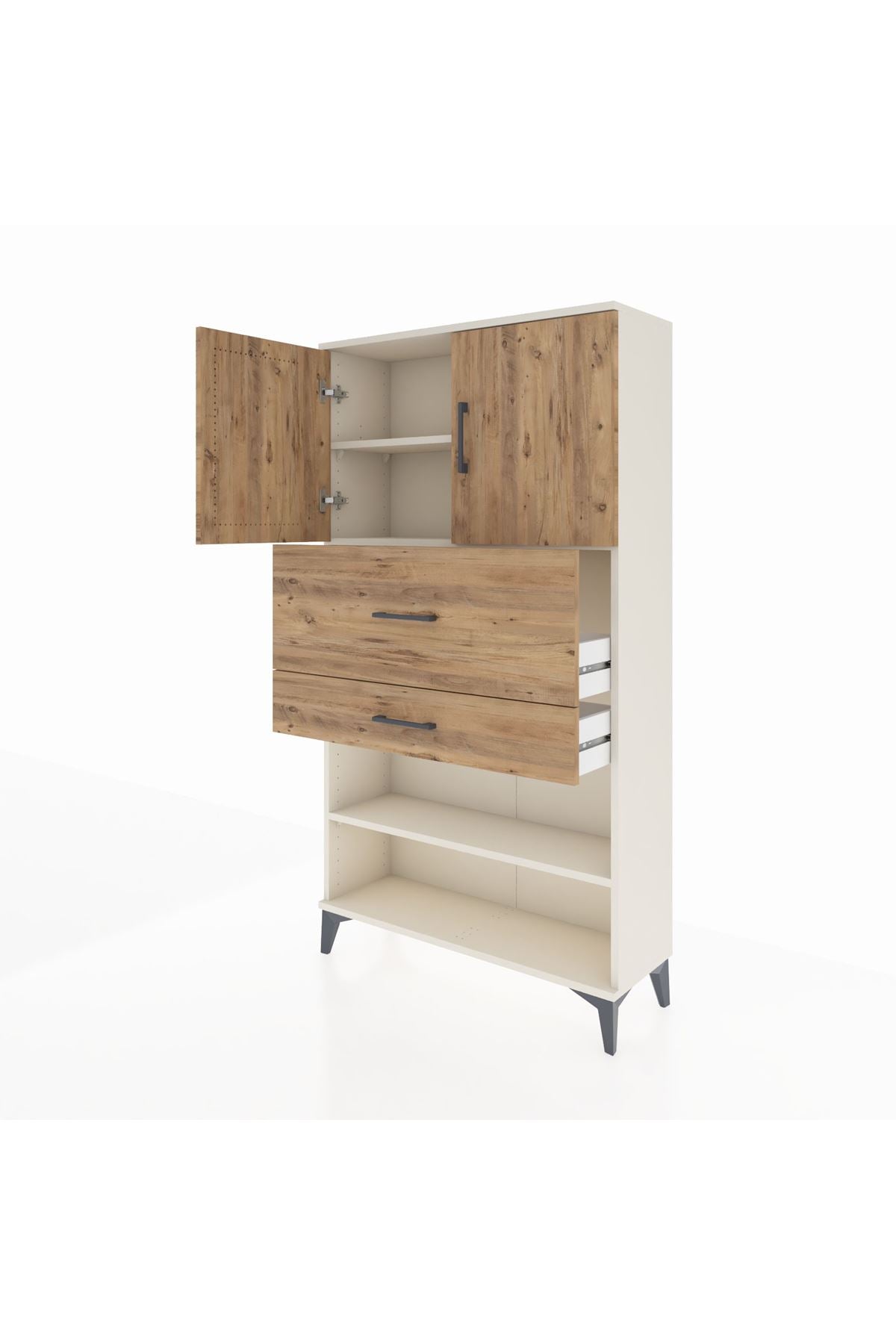 Arges Dolap 3 Raflı 2 Çekmeceli 2 Kapaklı 88x30x163 - S21M172V3A