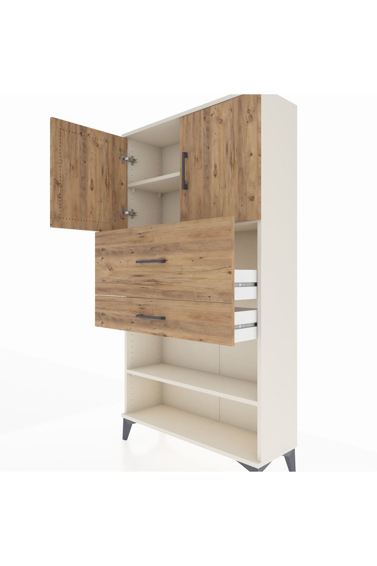 Arges Dolap 3 Raflı 2 Çekmeceli 2 Kapaklı 88x30x163 - S21M172V3A