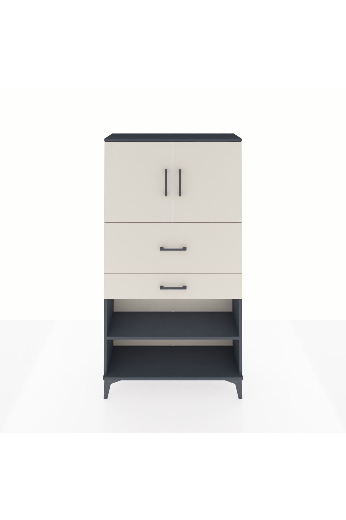 Arges Dolap 3 Raflı 2 Çekmeceli 2 Kapaklı 88x30x163 - S21M172V4A