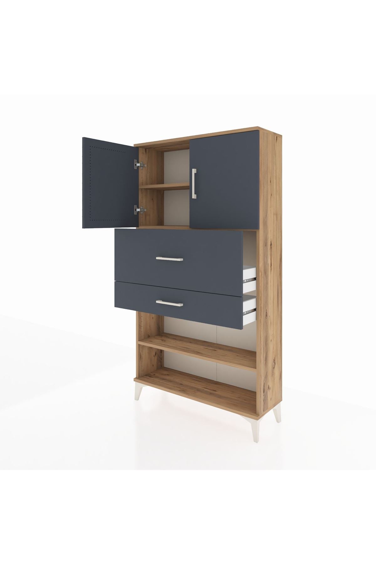 Arges Dolap 3 Raflı 2 Çekmeceli 2 Kapaklı 88x30x163 - S21M172V8A