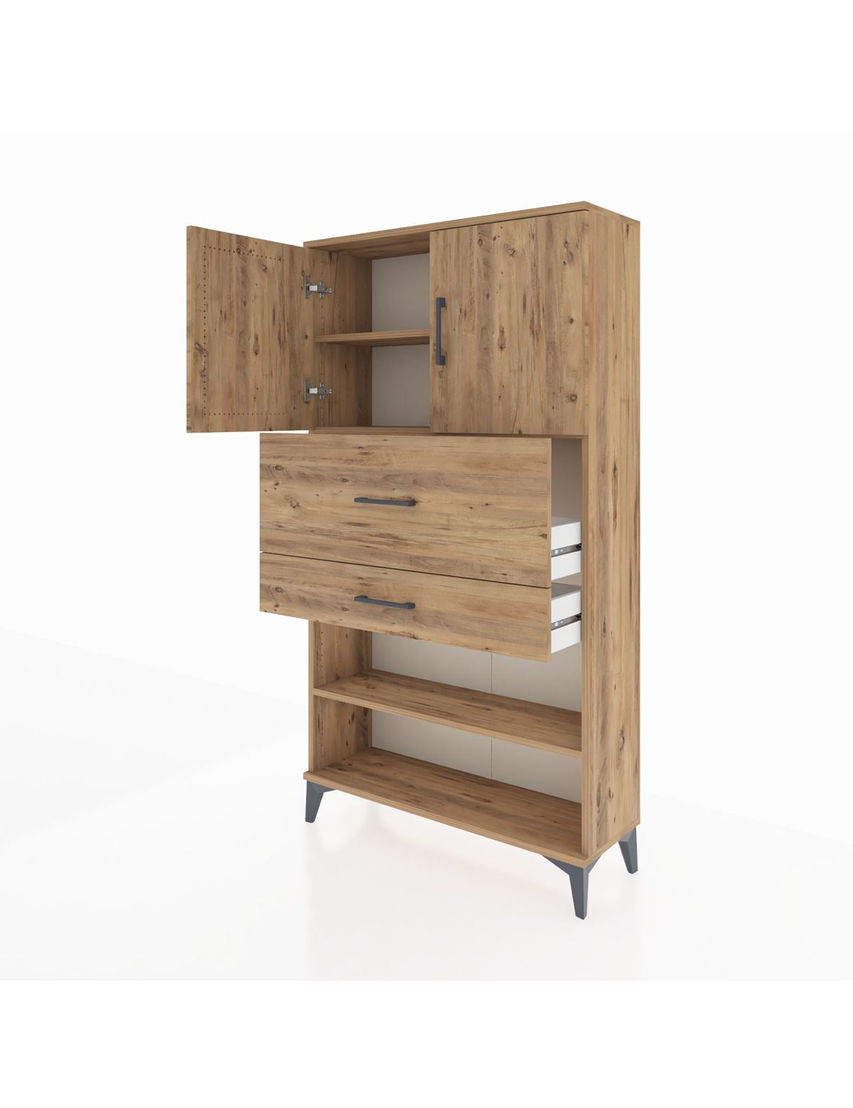 Arges Dolap 3 Raflı 2 Çekmeceli 2 Kapaklı 88x30x163 - S21M172V9A