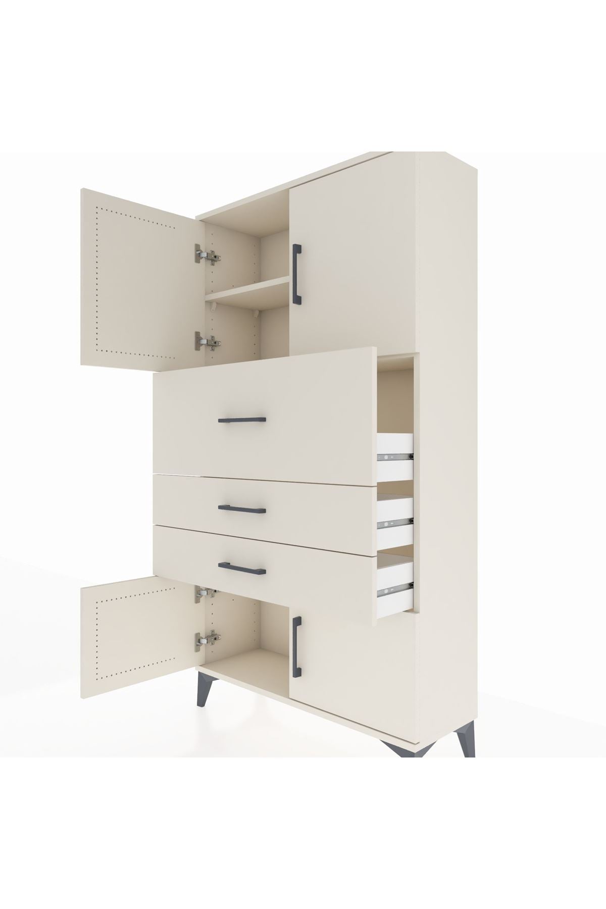 Arges Dolap 2 Raflı 3 Çekmeceli 4 Kapaklı 88x30x163 - S21M174V1A