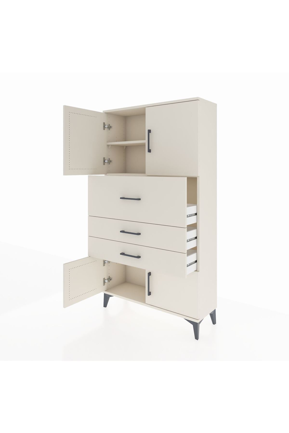 Arges Dolap 2 Raflı 3 Çekmeceli 4 Kapaklı 88x30x163 - S21M174V1A