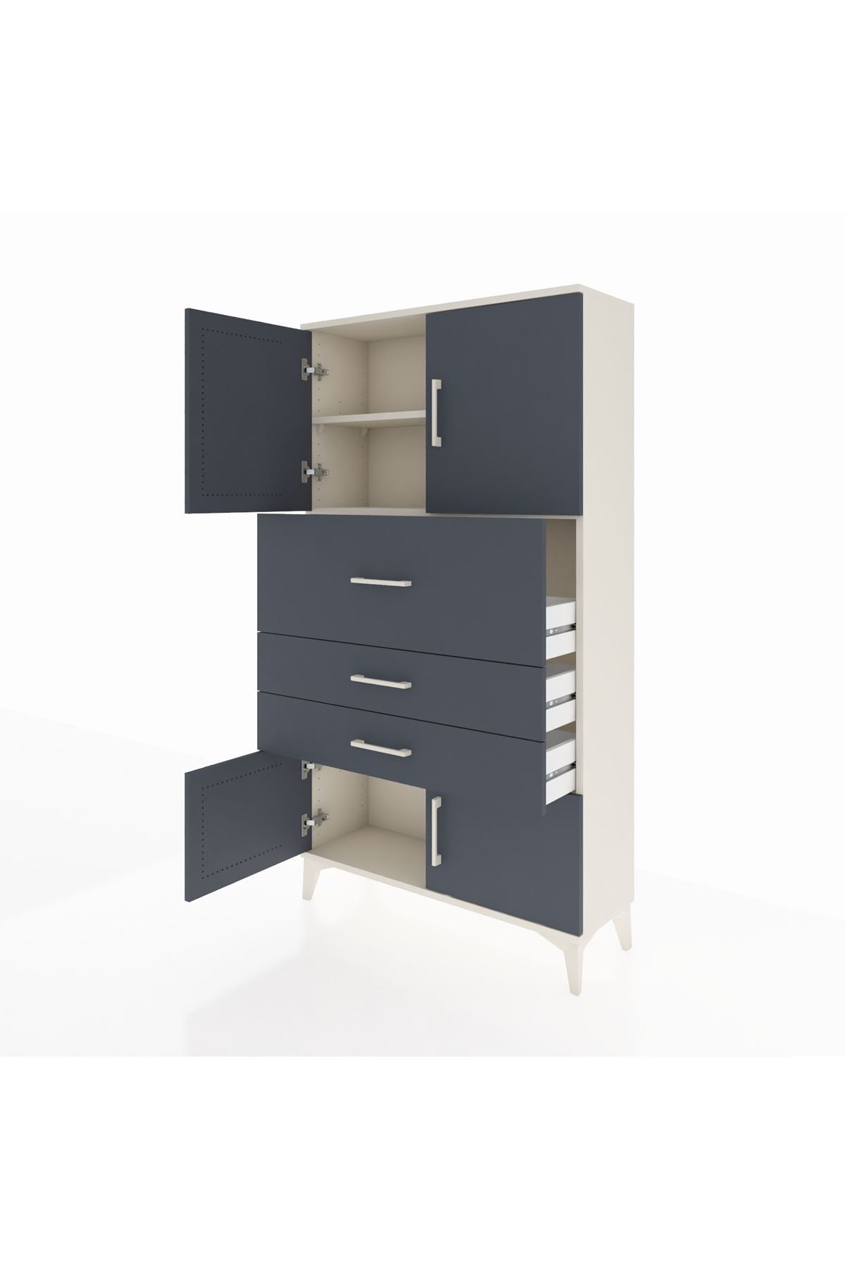 Arges Dolap 2 Raflı 3 Çekmeceli 4 Kapaklı 88x30x163 - S21M174V2A