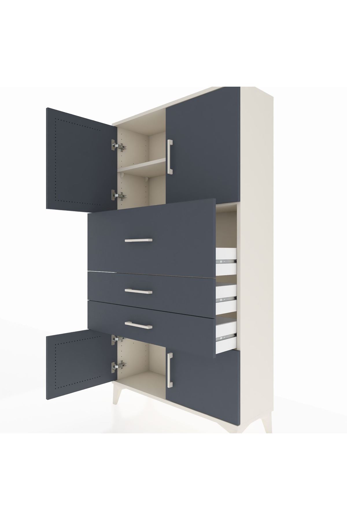 Arges Dolap 2 Raflı 3 Çekmeceli 4 Kapaklı 88x30x163 - S21M174V2A