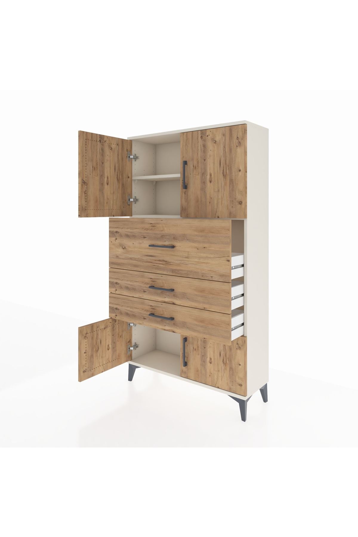 Arges Dolap 2 Raflı 3 Çekmeceli 4 Kapaklı 88x30x163 - S21M174V3A