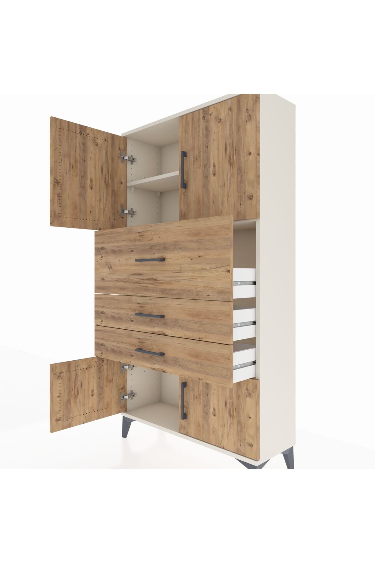 Arges Dolap 2 Raflı 3 Çekmeceli 4 Kapaklı 88x30x163 - S21M174V3A