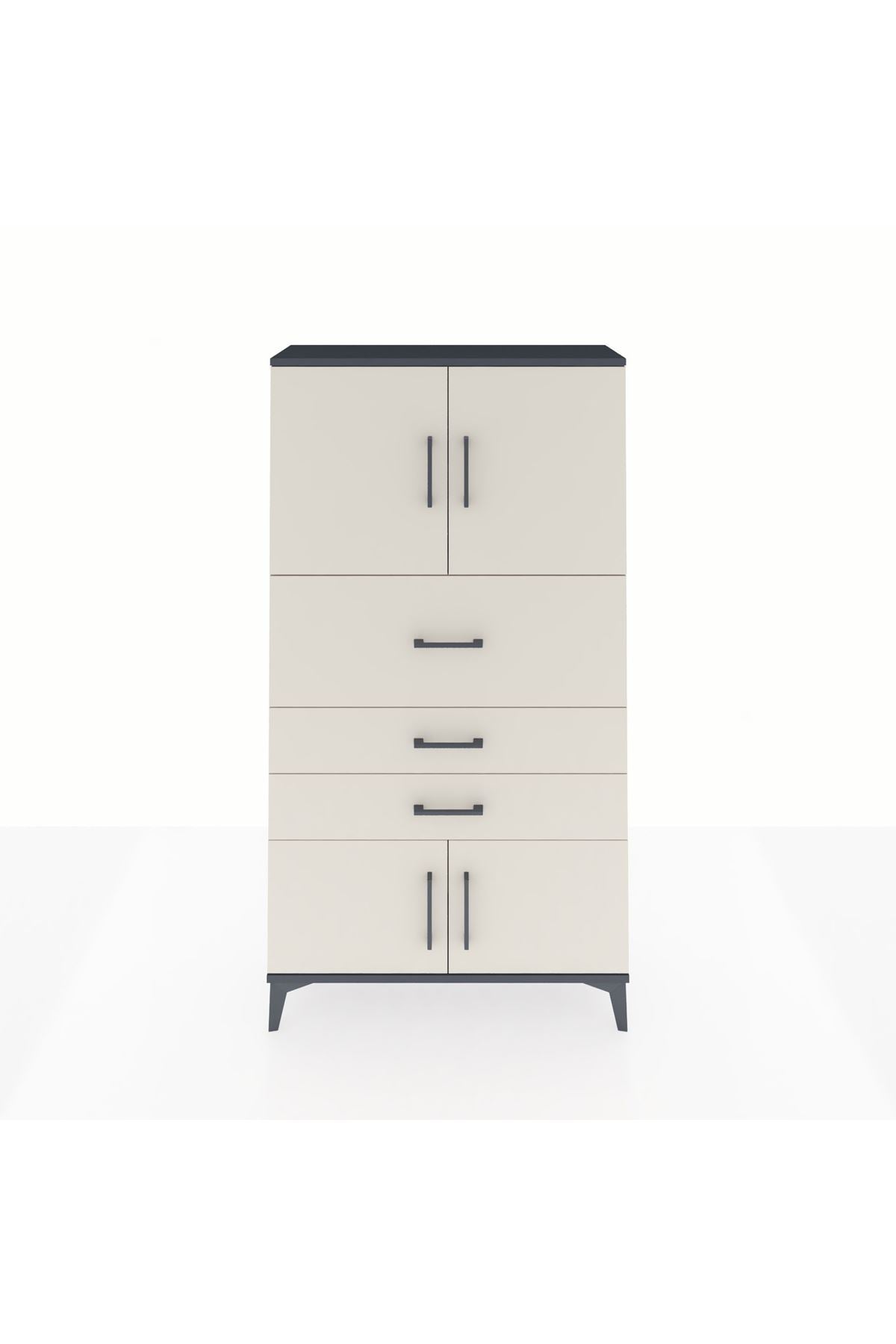 Arges Dolap 2 Raflı 3 Çekmeceli 4 Kapaklı 88x30x163 - S21M174V4A