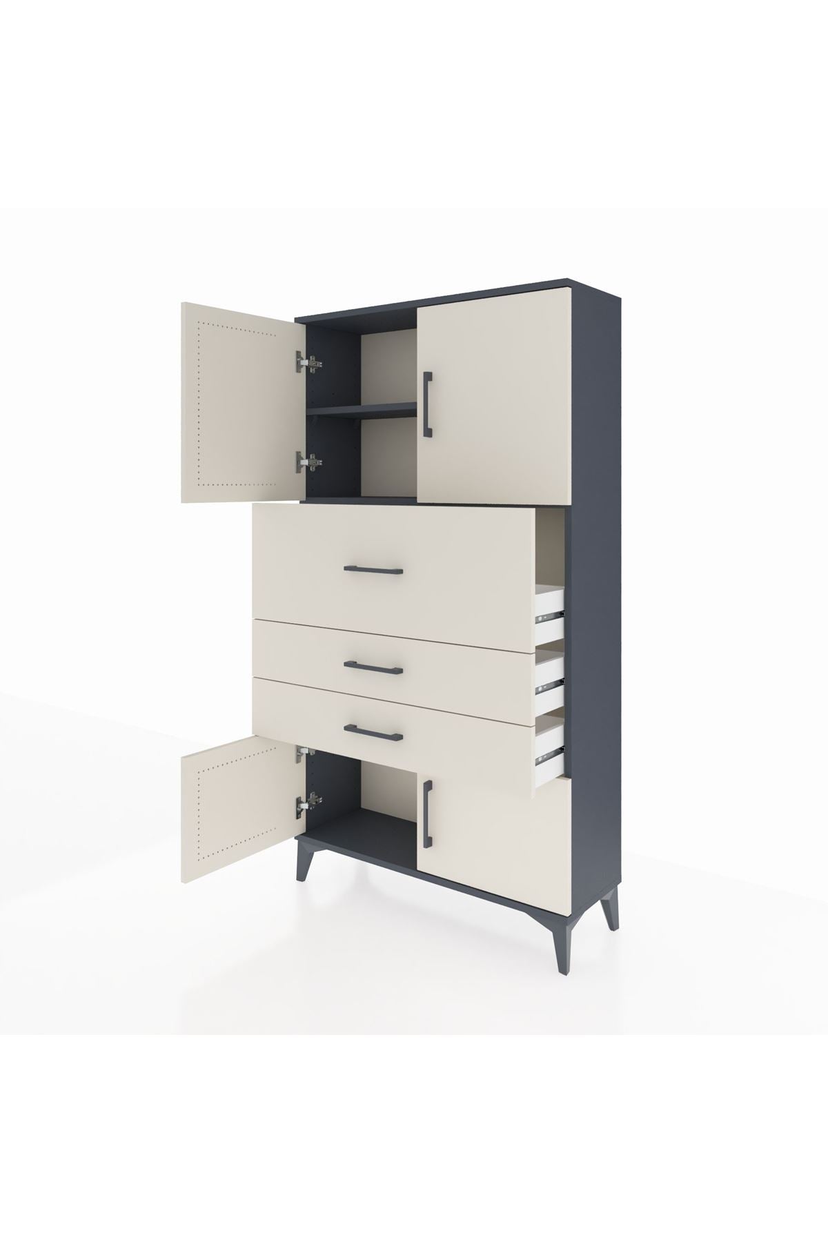 Arges Dolap 2 Raflı 3 Çekmeceli 4 Kapaklı 88x30x163 - S21M174V4A