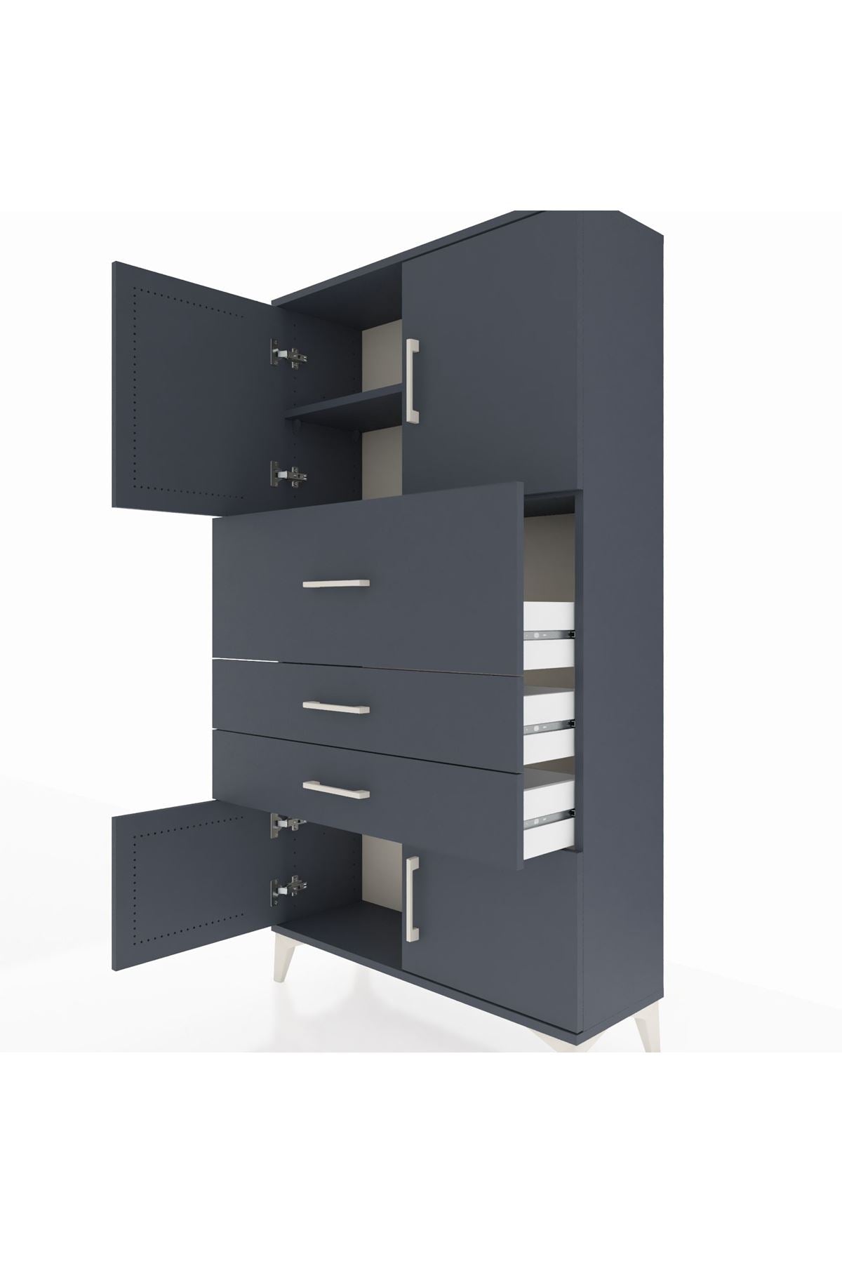 Arges Dolap 2 Raflı 3 Çekmeceli 4 Kapaklı 88x30x163 - S21M174V5A