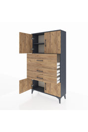 Arges Dolap 2 Raflı 3 Çekmeceli 4 Kapaklı 88x30x163 - S21M174V6A