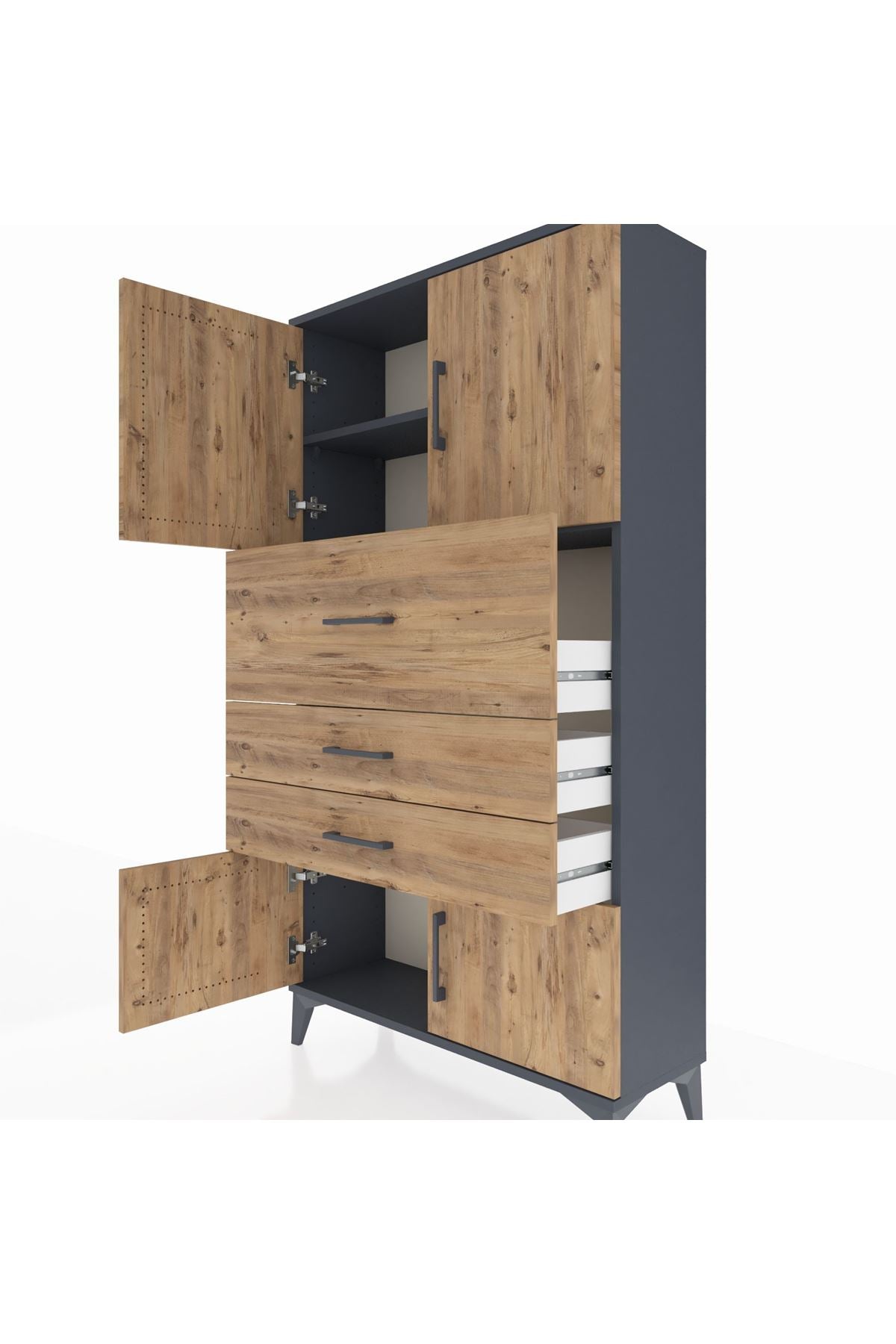 Arges Dolap 2 Raflı 3 Çekmeceli 4 Kapaklı 88x30x163 - S21M174V6A