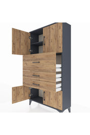 Arges Dolap 2 Raflı 3 Çekmeceli 4 Kapaklı 88x30x163 - S21M174V6A