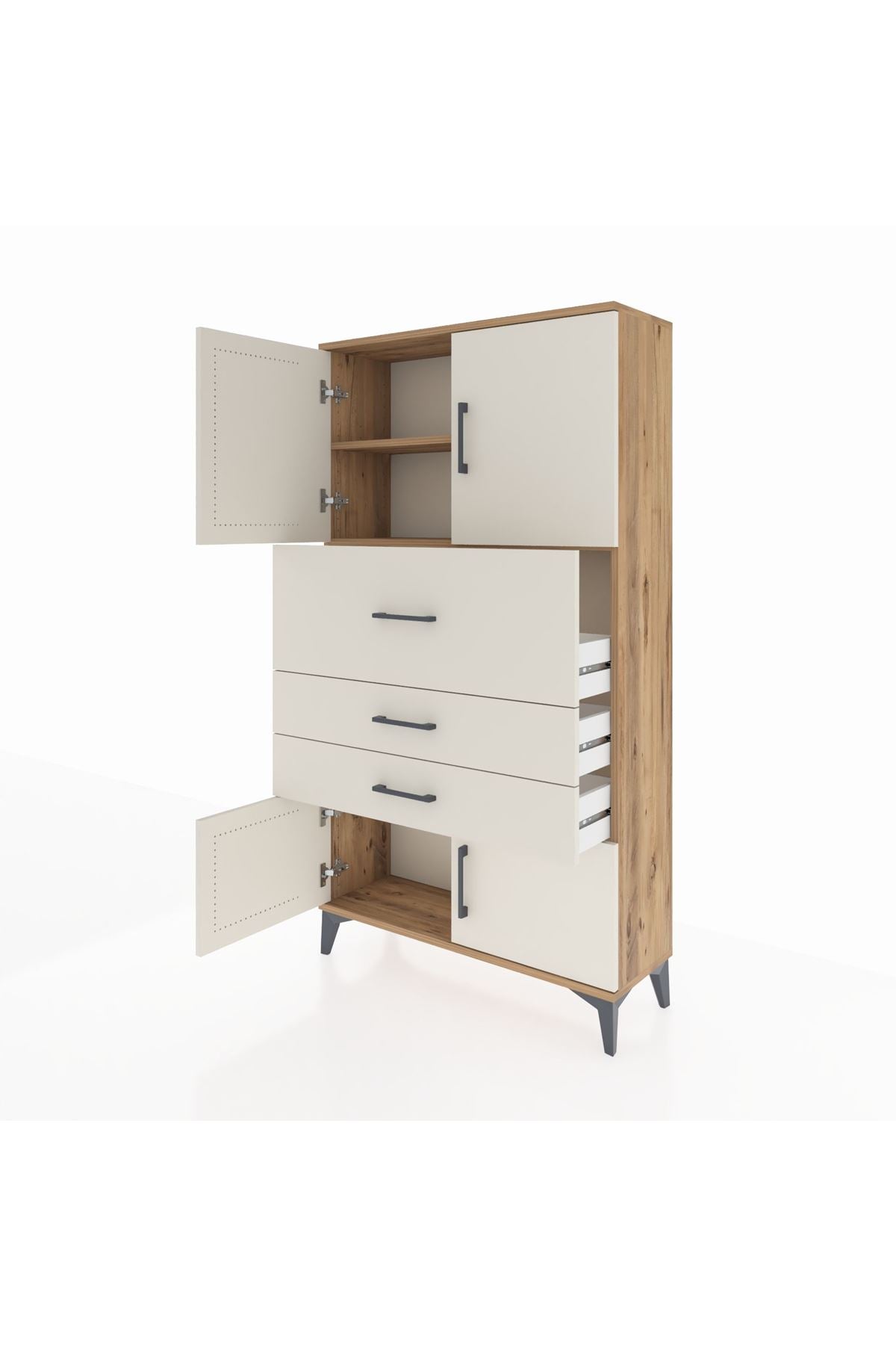 Arges Dolap 2 Raflı 3 Çekmeceli 4 Kapaklı 88x30x163 - S21M174V7A
