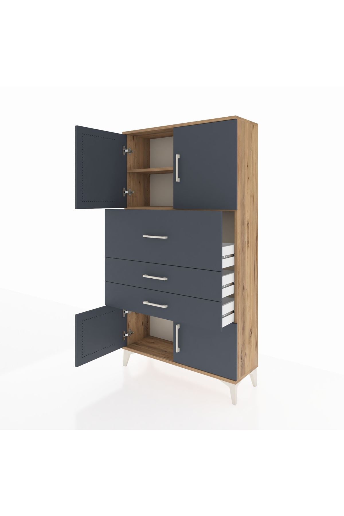 Arges Dolap 2 Raflı 3 Çekmeceli 4 Kapaklı 88x30x163 - S21M174V8A