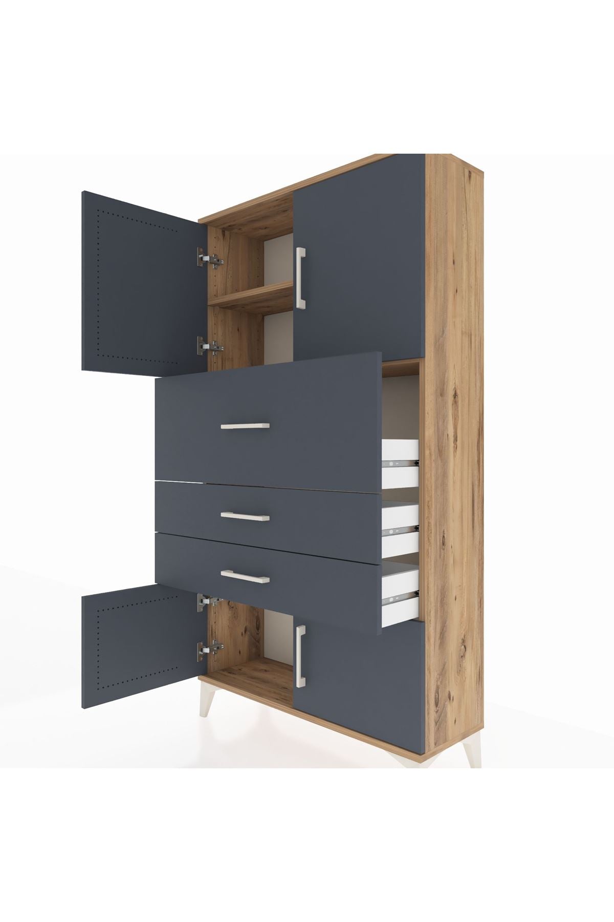 Arges Dolap 2 Raflı 3 Çekmeceli 4 Kapaklı 88x30x163 - S21M174V8A