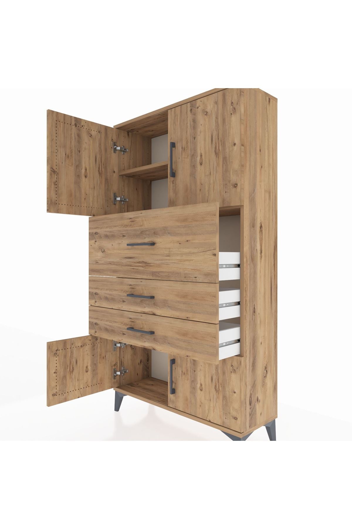 Arges Dolap 2 Raflı 3 Çekmeceli 4 Kapaklı 88x30x163 - S21M174V9A
