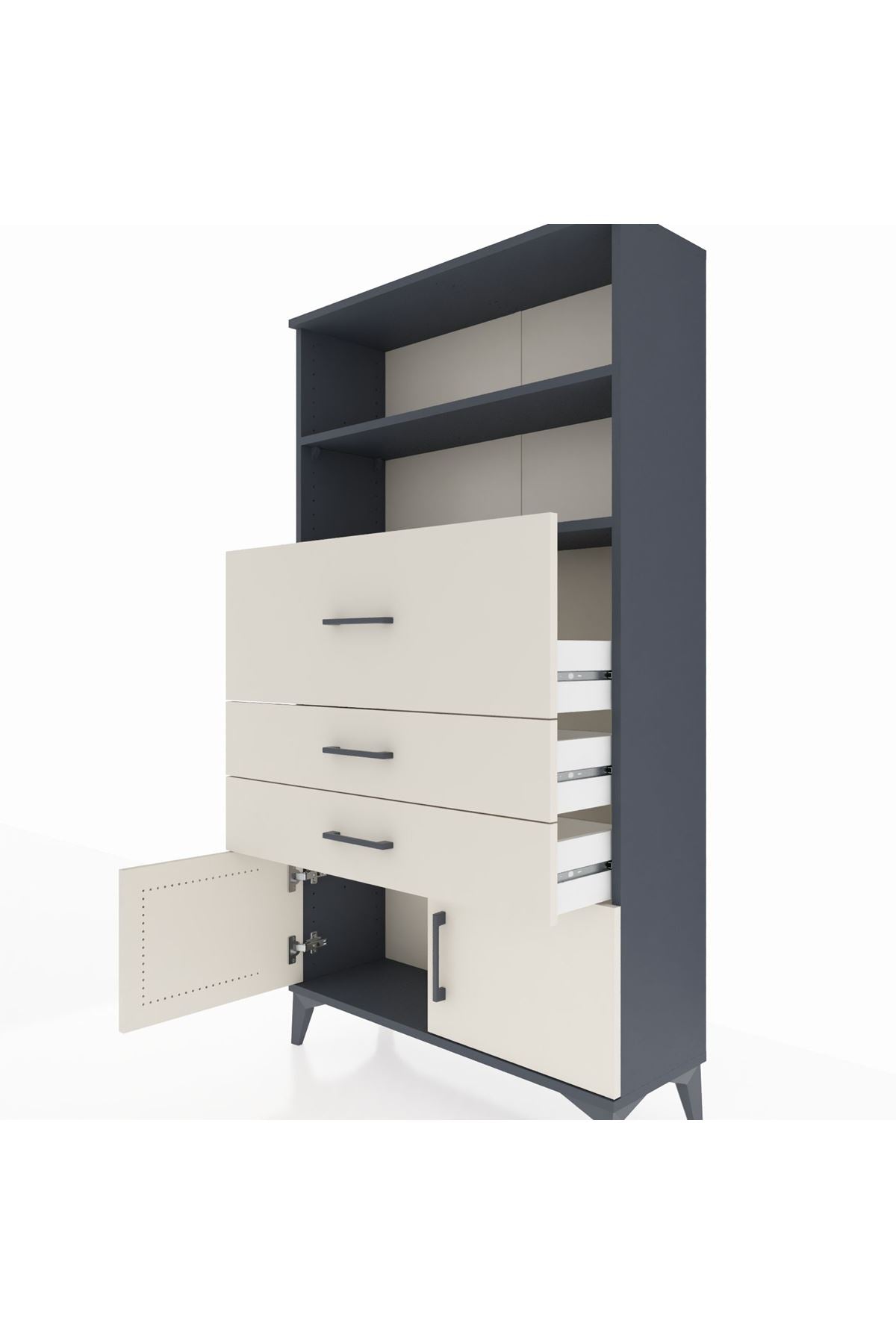 Arges Dolap 2 Raflı 3 Çekmeceli 2 Kapaklı 88x30x163 - S21M175V4A