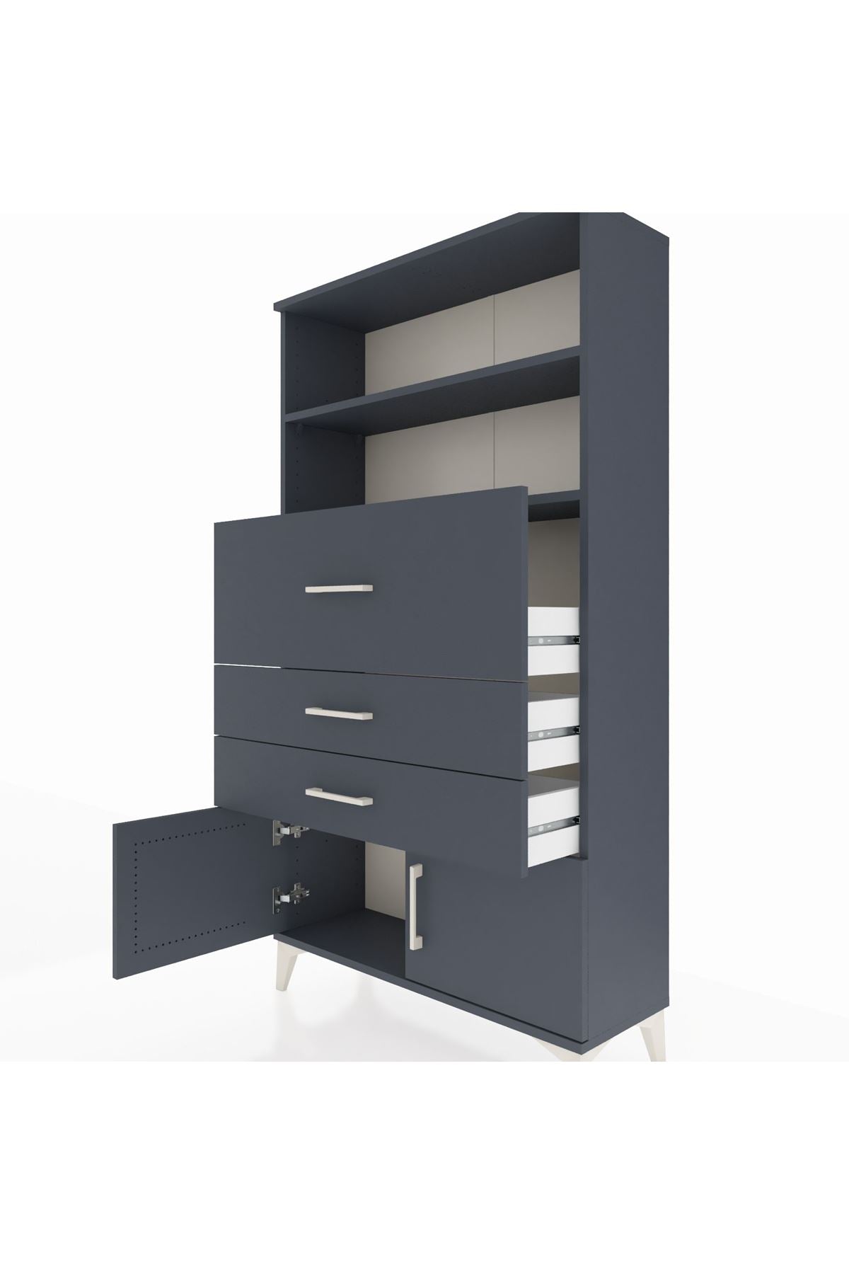 Arges Dolap 2 Raflı 3 Çekmeceli 2 Kapaklı 88x30x163 - S21M175V5A