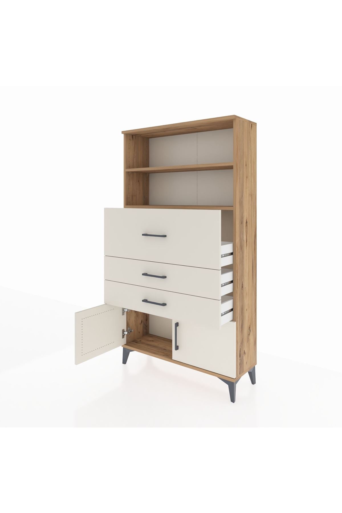 Arges Dolap 2 Raflı 3 Çekmeceli 2 Kapaklı 88x30x163 - S21M175V7A