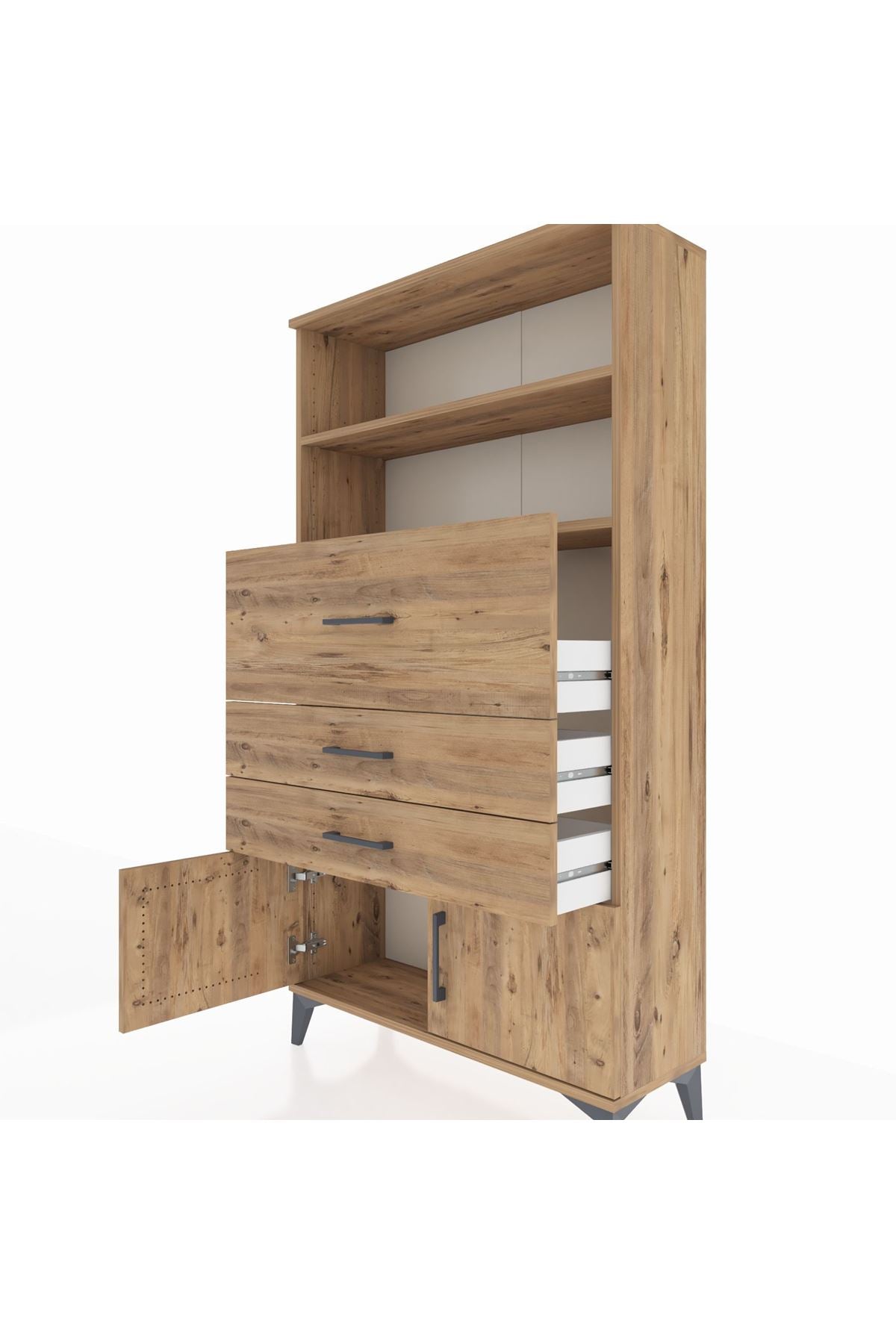 Arges Dolap 2 Raflı 3 Çekmeceli 2 Kapaklı 88x30x163 - S21M175V9A