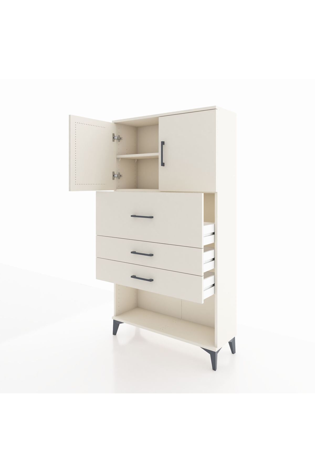 Arges Dolap 2 Raflı 3 Çekmeceli 2 Kapaklı 88x30x163 - S21M176V1A