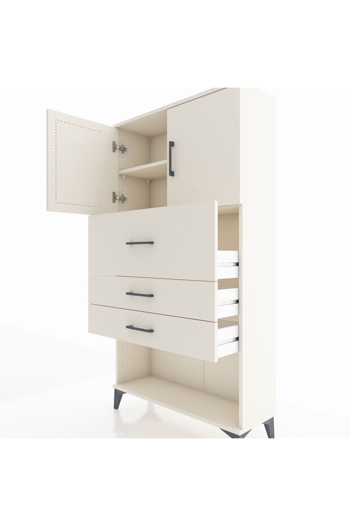 Arges Dolap 2 Raflı 3 Çekmeceli 2 Kapaklı 88x30x163 - S21M176V1A