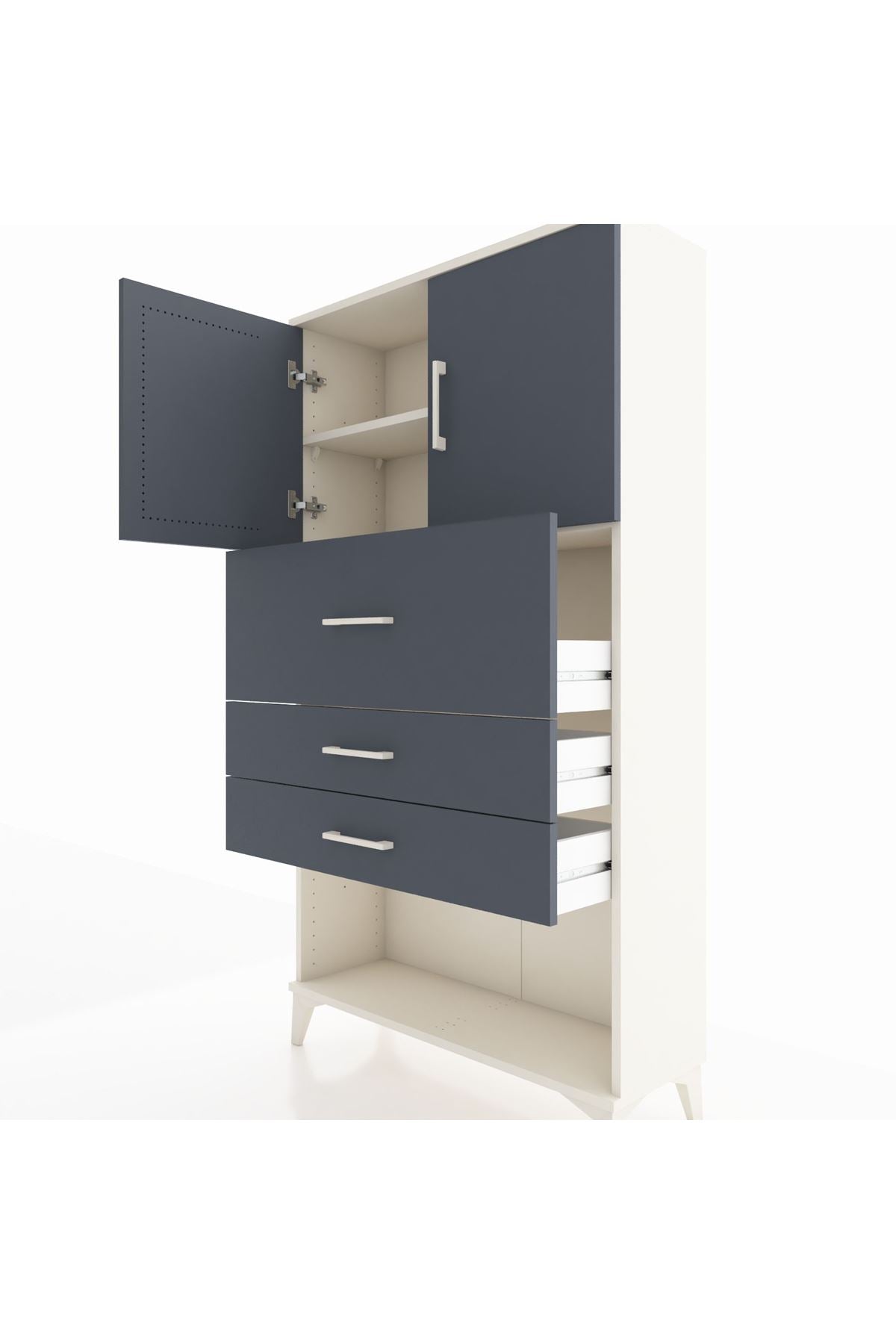 Arges Dolap 2 Raflı 3 Çekmeceli 2 Kapaklı 88x30x163 - S21M176V2A