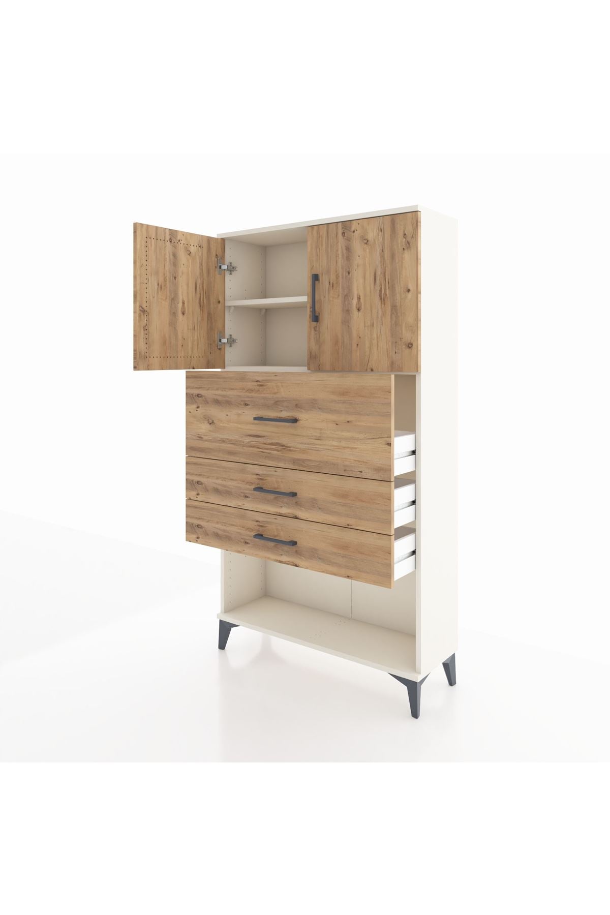 Arges Dolap 2 Raflı 3 Çekmeceli 2 Kapaklı 88x30x163 - S21M176V3A