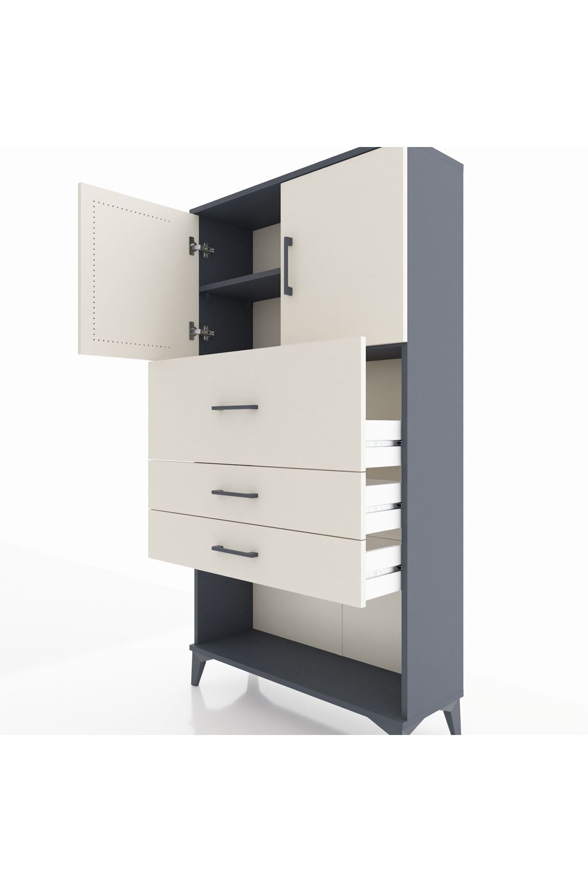 Arges Dolap 2 Raflı 3 Çekmeceli 2 Kapaklı 88x30x163 - S21M176V4A