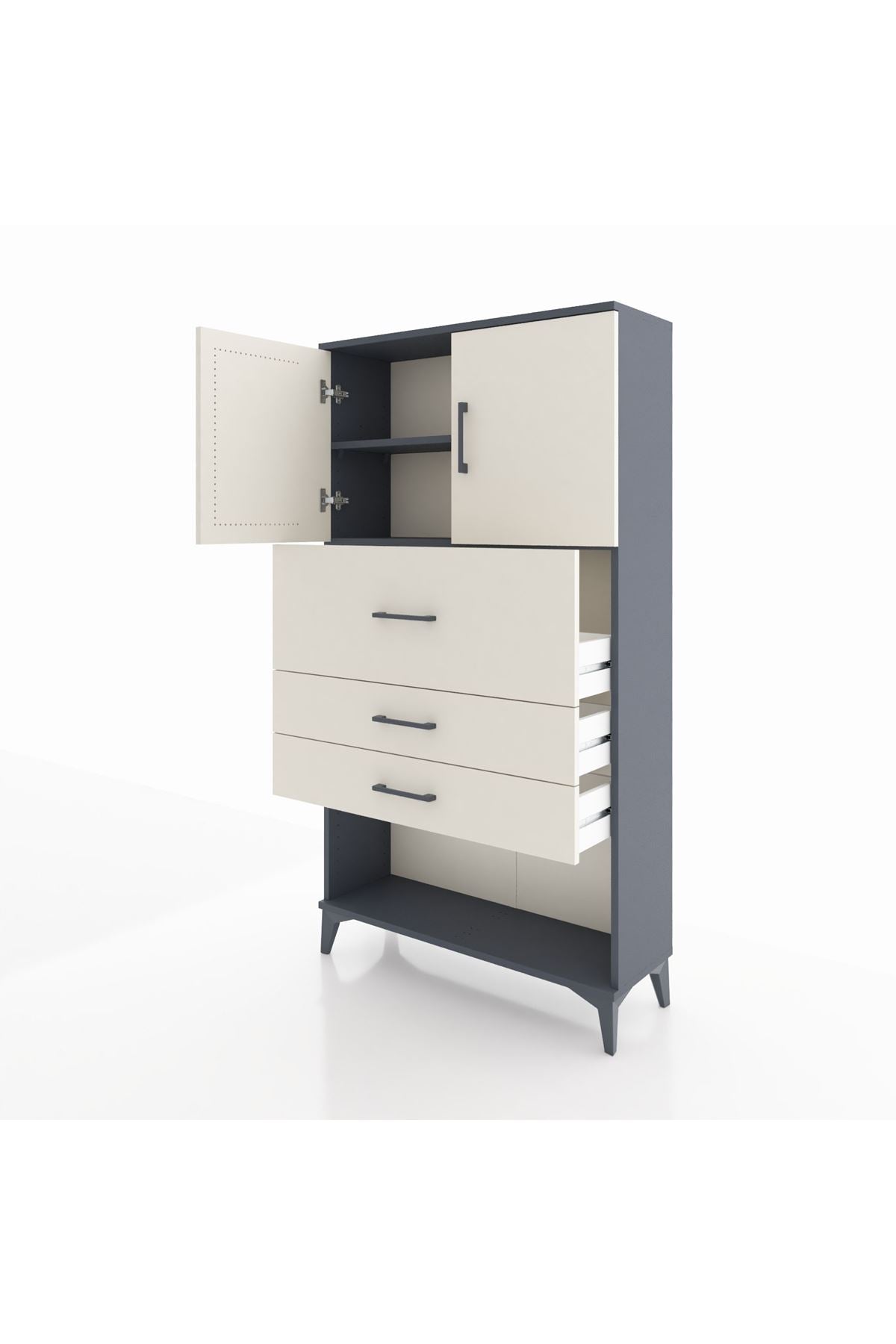 Arges Dolap 2 Raflı 3 Çekmeceli 2 Kapaklı 88x30x163 - S21M176V4A